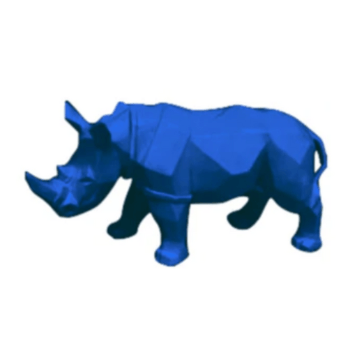 Statue Rhinoceros Animaux Resine - 35cm - Bleu Nuit - ANIMAUX-RESINE.FR