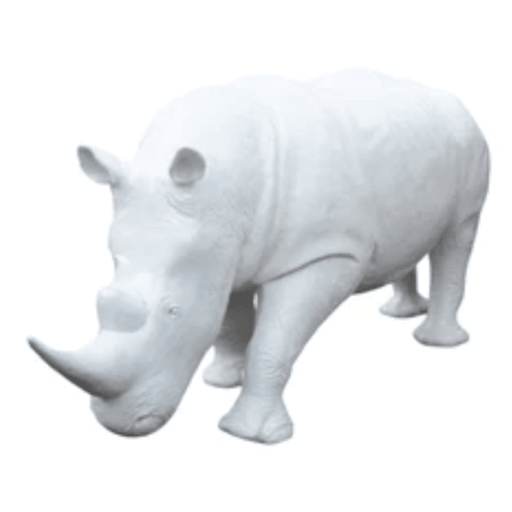 Statue Rhinoceros Animaux Resine - 380cm - Blanc - ANIMAUX-RESINE.FR