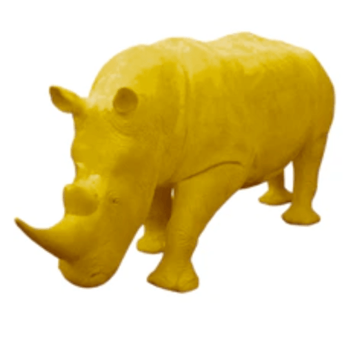 Statue Rhinoceros Animaux Resine - 380cm - Jaune - ANIMAUX-RESINE.FR