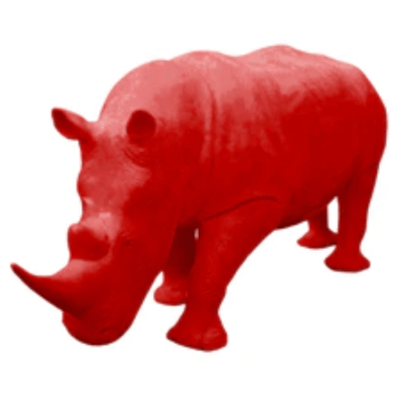 Statue Rhinoceros Animaux Resine - 380cm - Rouge - ANIMAUX-RESINE.FR