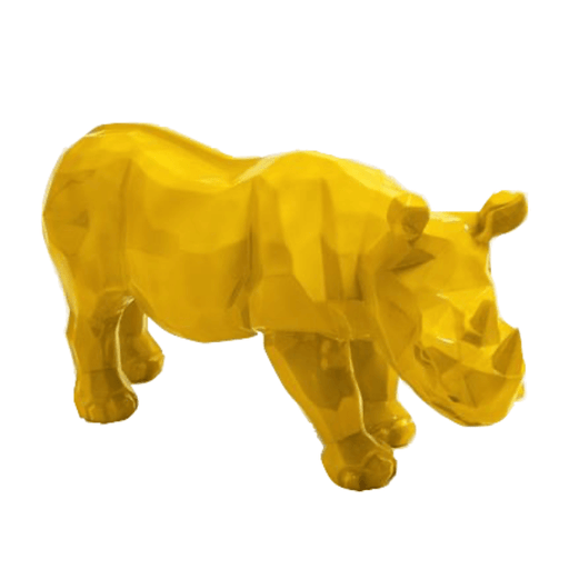 Statue Rhinoceros Origami Animaux Resine - 100cm - Jaune - ANIMAUX-RESINE.FR