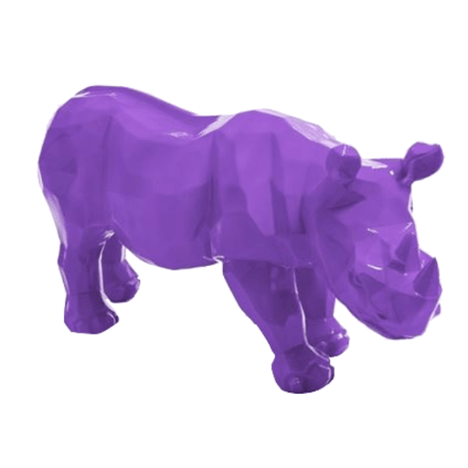 Statue Rhinoceros Origami Animaux Resine - 100cm - Violet - ANIMAUX-RESINE.FR