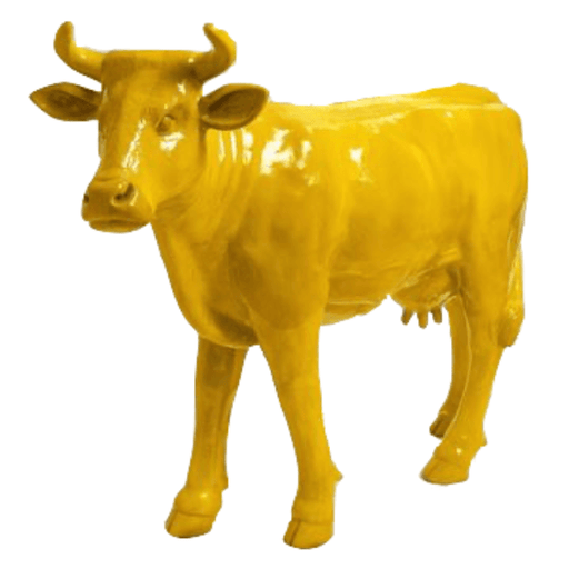 Statue Vache Animaux Resine - 140cm - Jaune - ANIMAUX-RESINE.FR