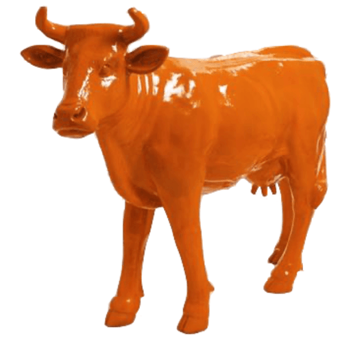 Statue Vache Animaux Resine - 140cm - Orange - ANIMAUX-RESINE.FR